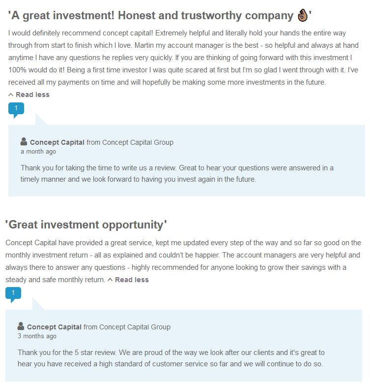 Feefo reviews for Concept Capital